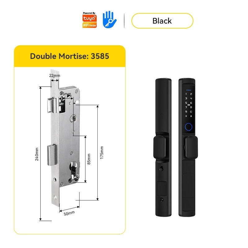 Tuya/TTLOCK Waterproof Smart Door Lock Anti Theft Zinc Alloy Sliding Door Lock with Short Handle Semi-Automatic Fingerprint Digital Lock For Aluminum Door