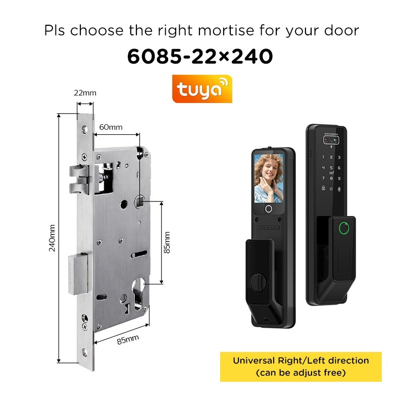 [Video Surveillance] Tuya Smart Door Lock 3D Face Palmprint Unlock Fully Automatic Digital Door Lock APP User Management Remote Unlock Fingerprint Tombol Pintu Rumah for Wooden Door