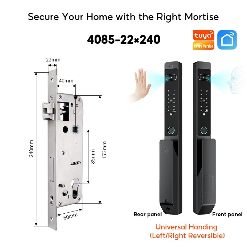 [New Grill Lock] 7 In 1 Tuya Smart Door Lock Fully Automatic Double Sided Lock 3D Face + Palm Recognition Waterproof Sliding Door Lock for Gate Door