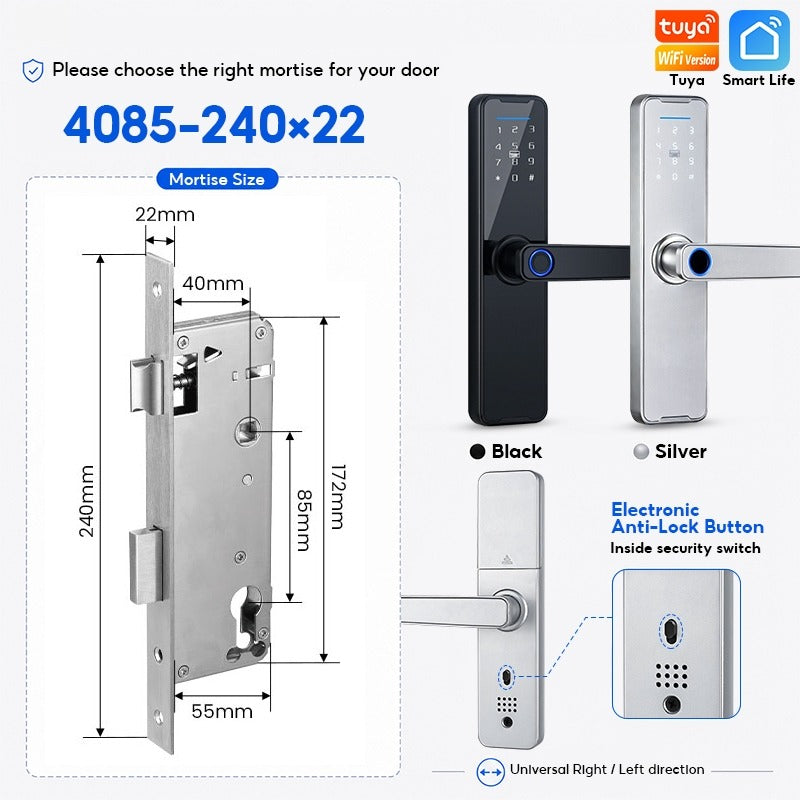 5 In 1 Tuya WiFi Smart Door Lock with Doorbell APP Remote Unlock Fingerprint Digital Lock Tombol Pintu Bilik Password Electronic Lock for Home Wooden Door