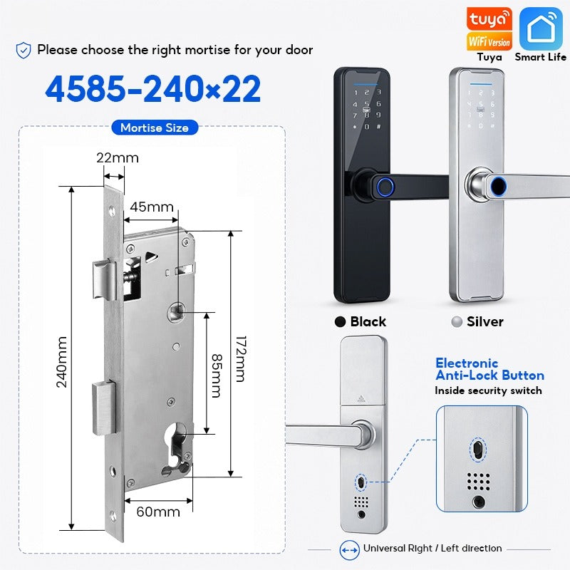 5 In 1 Tuya WiFi Smart Door Lock with Doorbell APP Remote Unlock Fingerprint Digital Lock Tombol Pintu Bilik Password Electronic Lock for Home Wooden Door