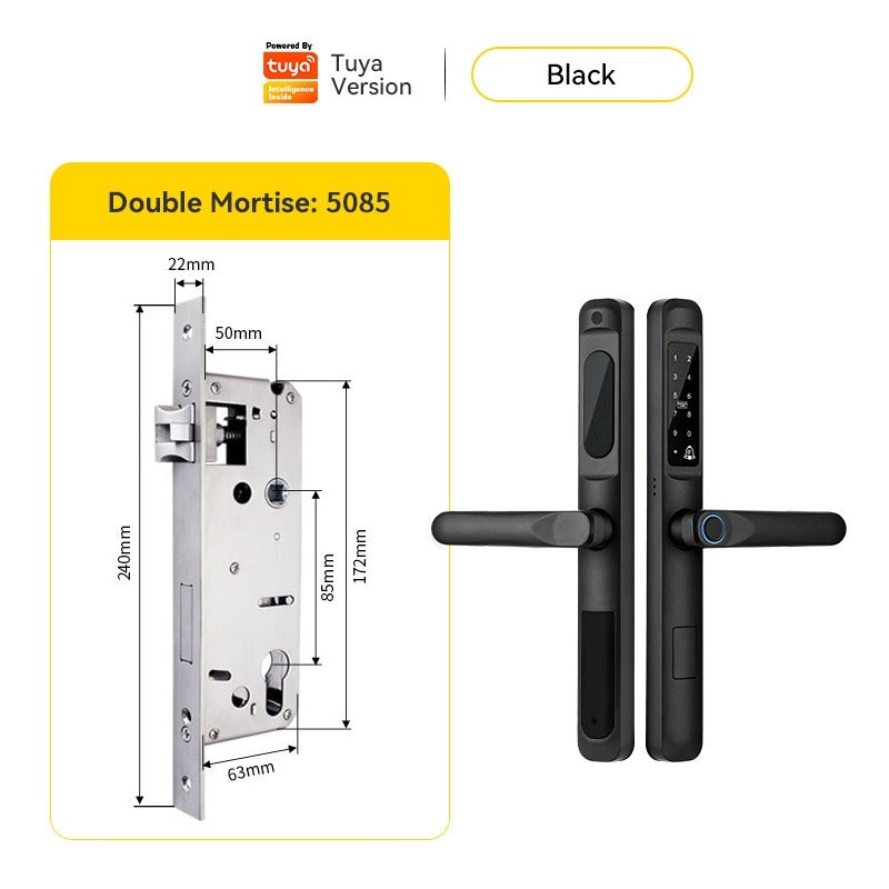 [Doorbell Function] 5 In 1 Tuya Smart Door Lock Waterproof Fingerprint Sliding Door Lock Zinc Alloy Electronic Lock Digital Password Lock For Aluminum Door