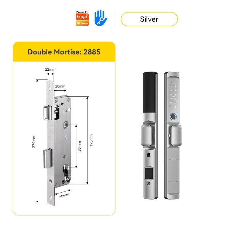 Tuya/TTLOCK Waterproof Smart Door Lock Anti Theft Zinc Alloy Sliding Door Lock with Short Handle Semi-Automatic Fingerprint Digital Lock For Aluminum Door