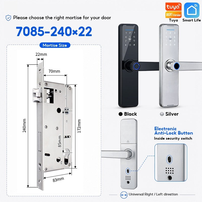 5 In 1 Tuya WiFi Smart Door Lock with Doorbell APP Remote Unlock Fingerprint Digital Lock Tombol Pintu Bilik Password Electronic Lock for Home Wooden Door