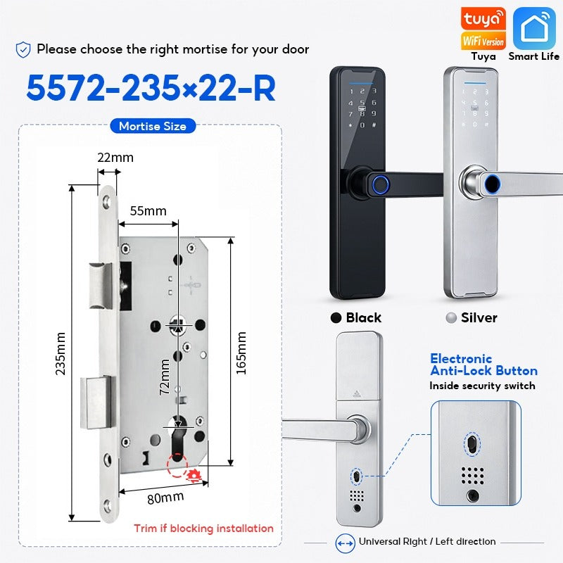 5 In 1 Tuya WiFi Smart Door Lock with Doorbell APP Remote Unlock Fingerprint Digital Lock Tombol Pintu Bilik Password Electronic Lock for Home Wooden Door