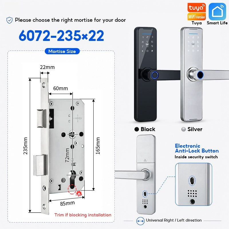 5 In 1 Tuya WiFi Smart Door Lock with Doorbell APP Remote Unlock Fingerprint Digital Lock Tombol Pintu Bilik Password Electronic Lock for Home Wooden Door