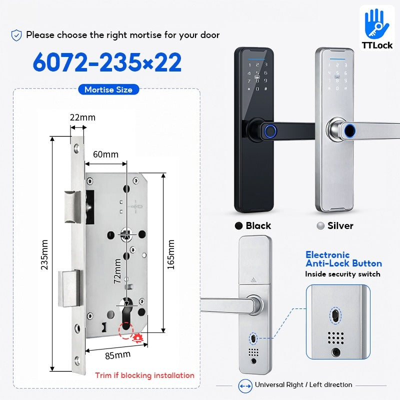 [Ready Stock] 5 In 1 TTLOCK Smart Door Lock Fingerprint Lock Pintu Rumah APP Remote Unlock Password Digital Lock for Woodern Door APP Management Google Home Amazon Alexa
