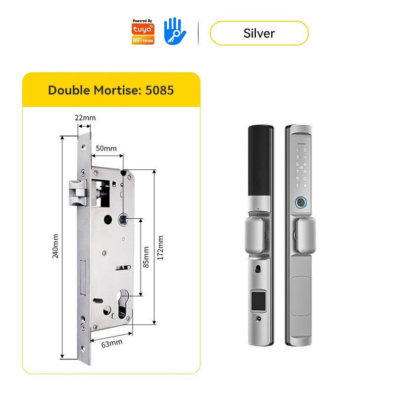 Tuya/TTLOCK Waterproof Smart Door Lock Anti Theft Zinc Alloy Sliding Door Lock with Short Handle Semi-Automatic Fingerprint Digital Lock For Aluminum Door