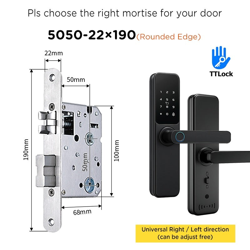 TTLOCK Smart Door Lock with Doorbell APP Management Fingerprint Tombol Pintu Rumah Anti Theft Password Digital Lock Door Knob for Home Wooden Door