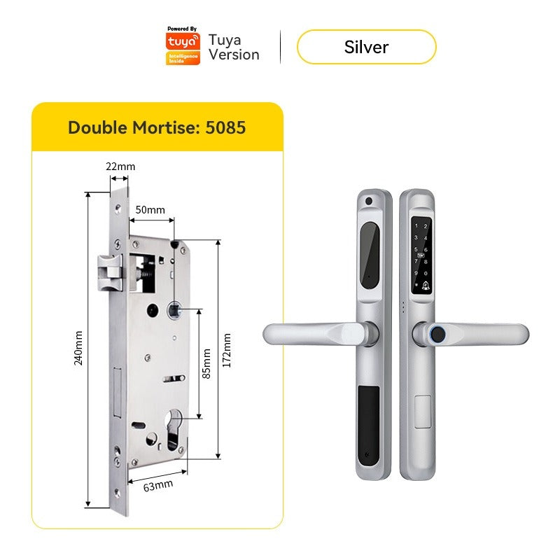 [Doorbell Function] 5 In 1 Tuya Smart Door Lock Waterproof Fingerprint Sliding Door Lock Zinc Alloy Electronic Lock Digital Password Lock For Aluminum Door