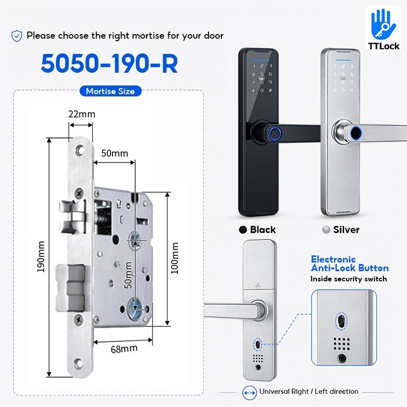 [Ready Stock] 5 In 1 TTLOCK Smart Door Lock Fingerprint Lock Pintu Rumah APP Remote Unlock Password Digital Lock for Woodern Door APP Management Google Home Amazon Alexa