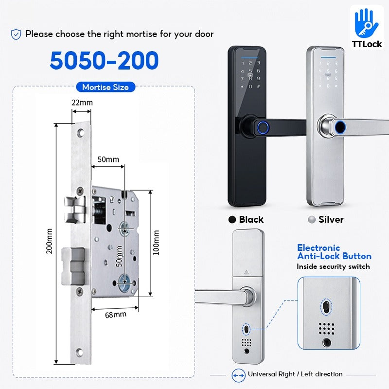 [Ready Stock] 5 In 1 TTLOCK Smart Door Lock Fingerprint Lock Pintu Rumah APP Remote Unlock Password Digital Lock for Woodern Door APP Management Google Home Amazon Alexa