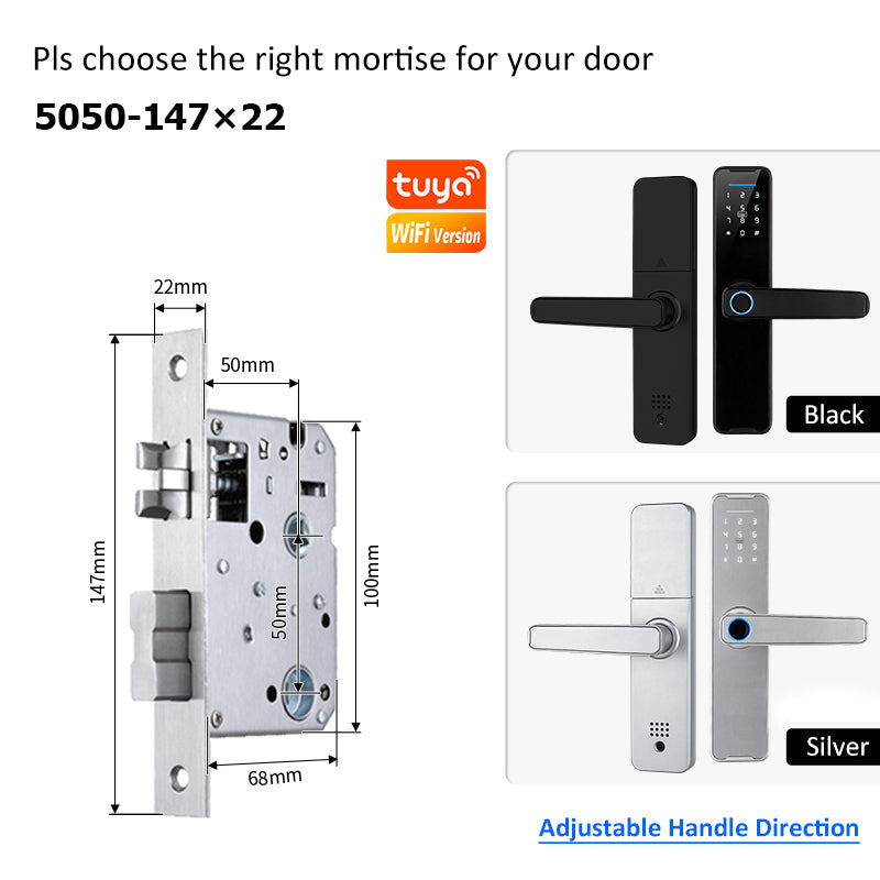 5 In 1 Tuya WiFi Smart Door Lock with Doorbell APP Remote Unlock Fingerprint Digital Lock Tombol Pintu Bilik Password Electronic Lock for Home Wooden Door