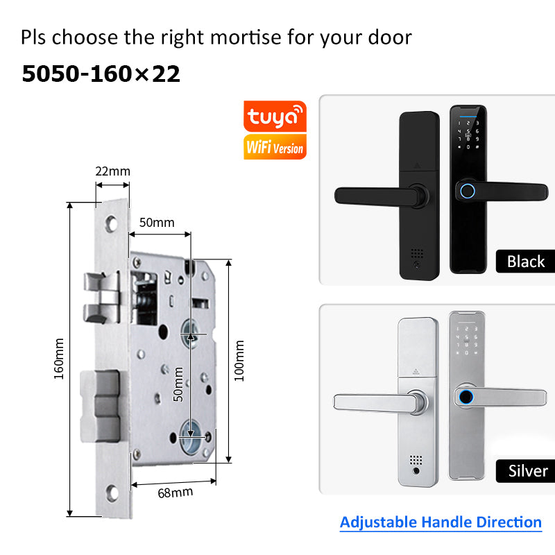 5 In 1 Tuya WiFi Smart Door Lock with Doorbell APP Remote Unlock Fingerprint Digital Lock Tombol Pintu Bilik Password Electronic Lock for Home Wooden Door