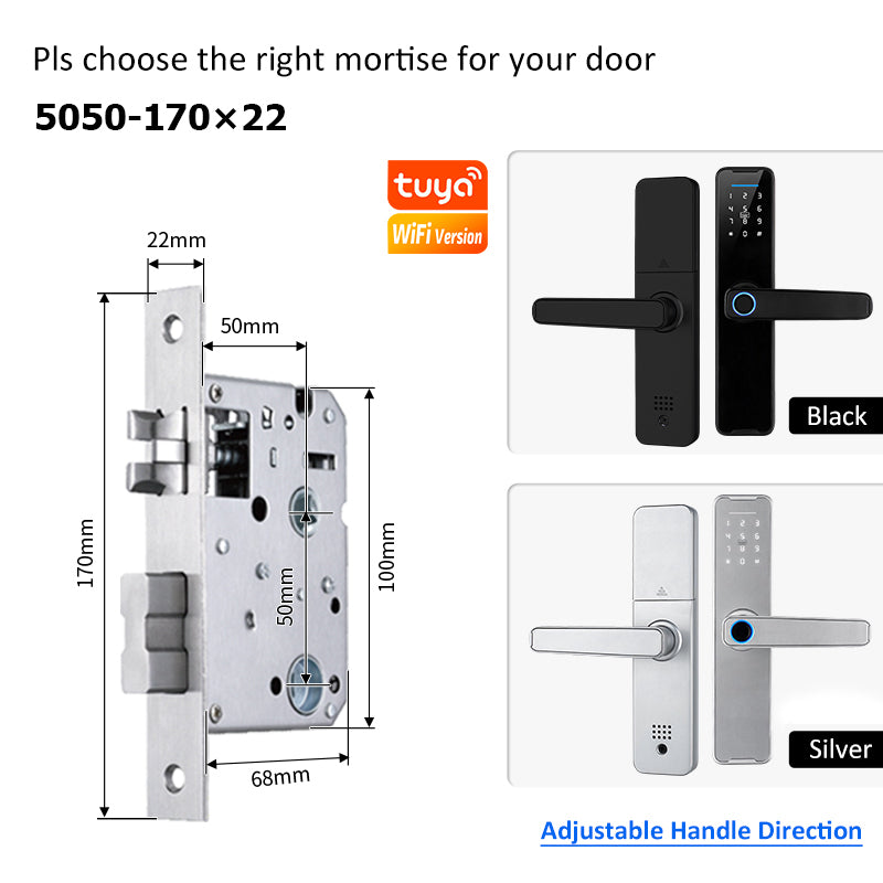 5 In 1 Tuya WiFi Smart Door Lock with Doorbell APP Remote Unlock Fingerprint Digital Lock Tombol Pintu Bilik Password Electronic Lock for Home Wooden Door