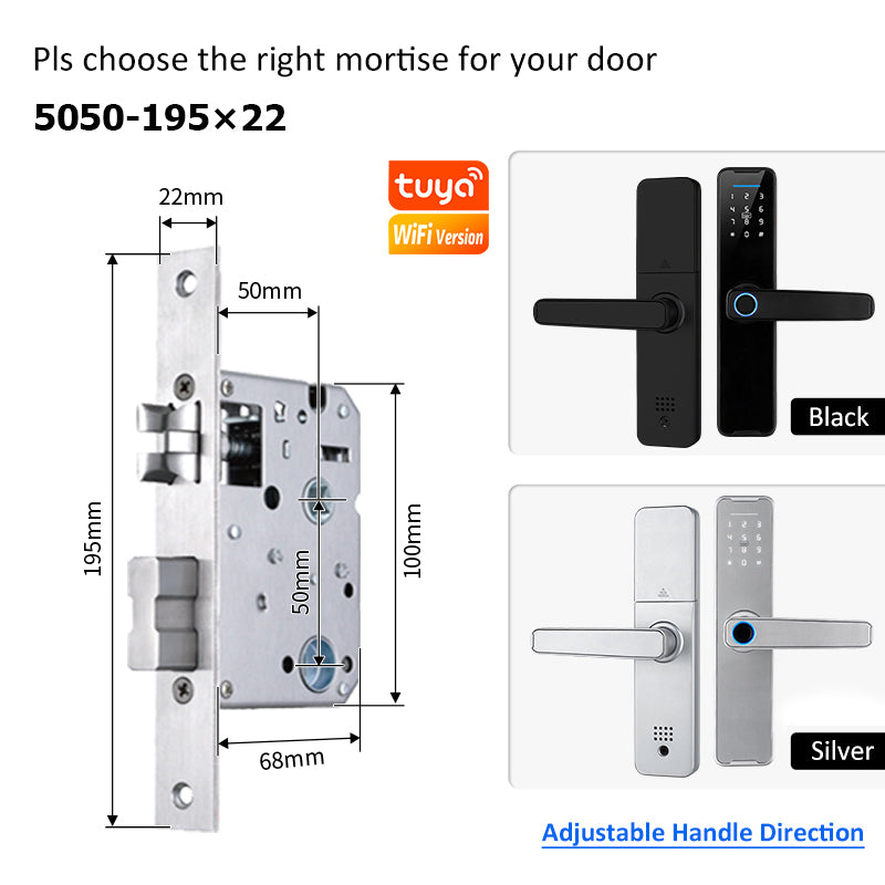 5 In 1 Tuya WiFi Smart Door Lock with Doorbell APP Remote Unlock Fingerprint Digital Lock Tombol Pintu Bilik Password Electronic Lock for Home Wooden Door