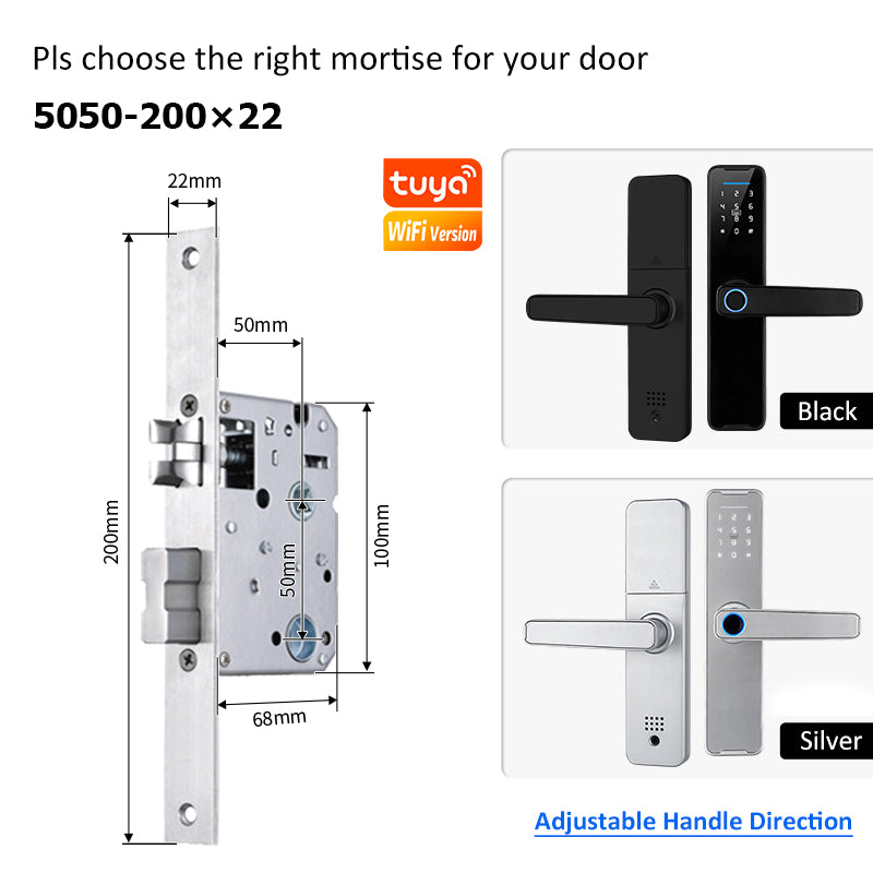 5 In 1 Tuya WiFi Smart Door Lock with Doorbell APP Remote Unlock Fingerprint Digital Lock Tombol Pintu Bilik Password Electronic Lock for Home Wooden Door