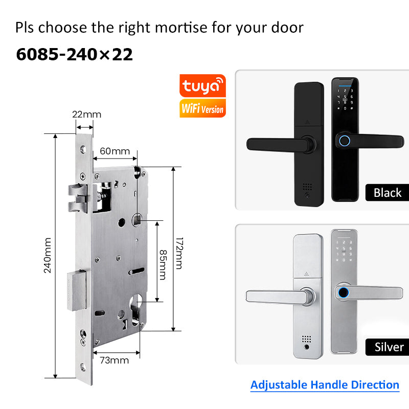 5 In 1 Tuya WiFi Smart Door Lock with Doorbell APP Remote Unlock Fingerprint Digital Lock Tombol Pintu Bilik Password Electronic Lock for Home Wooden Door
