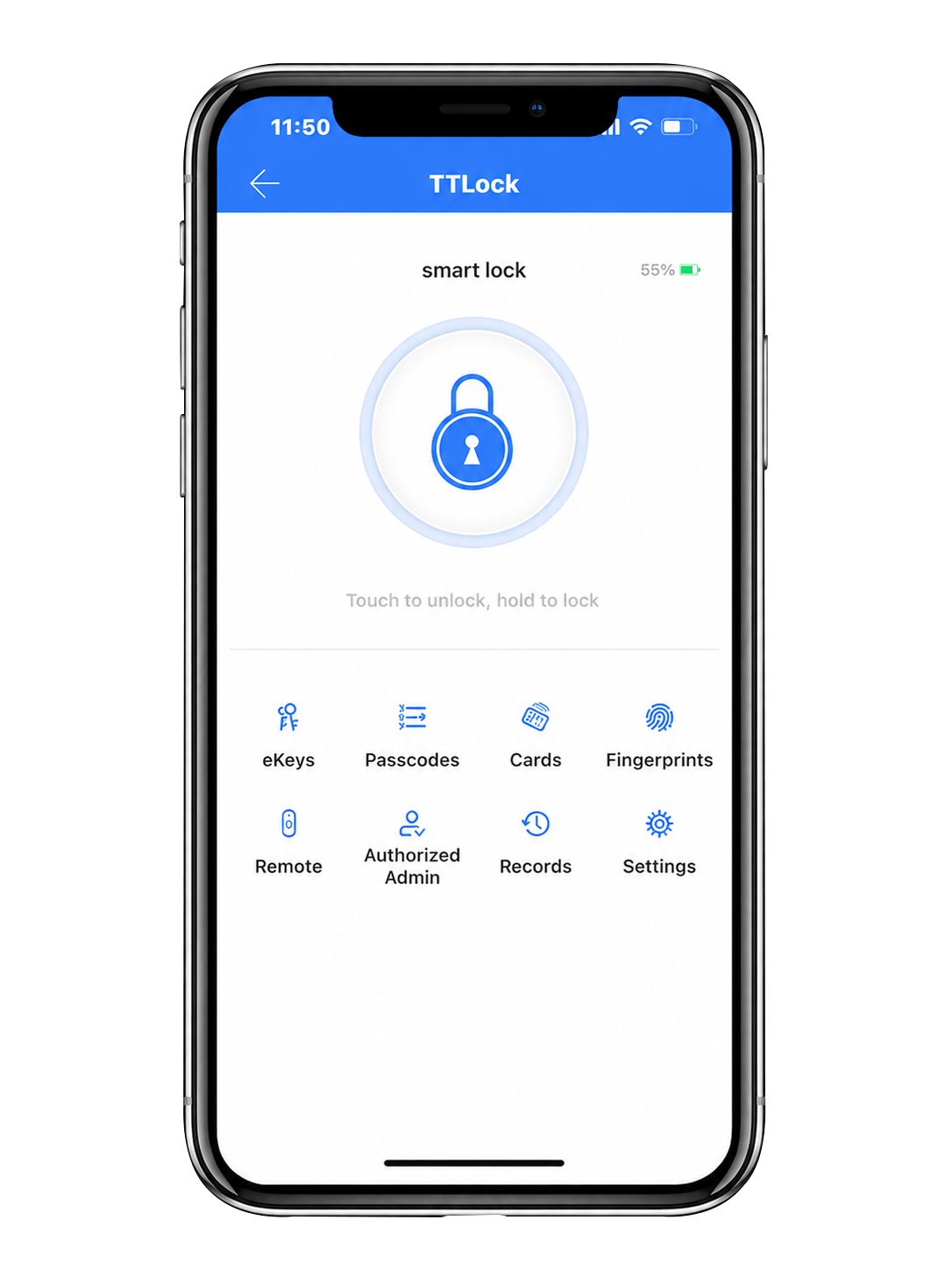 TTLock app control screen