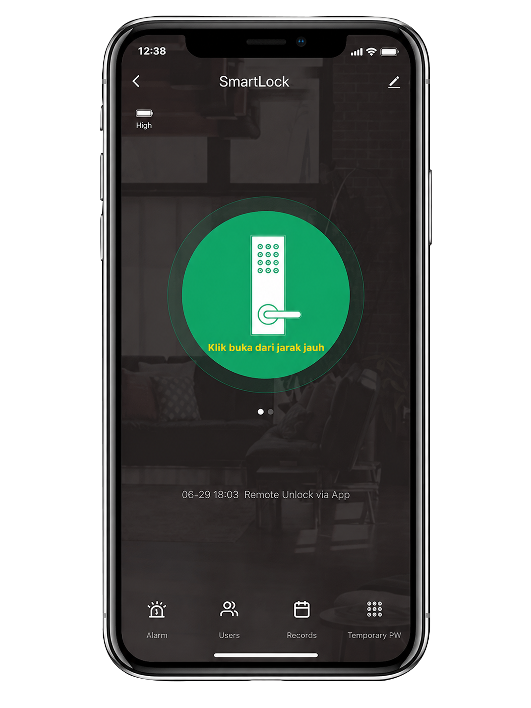 Tuya Smart app remote unlock screen
