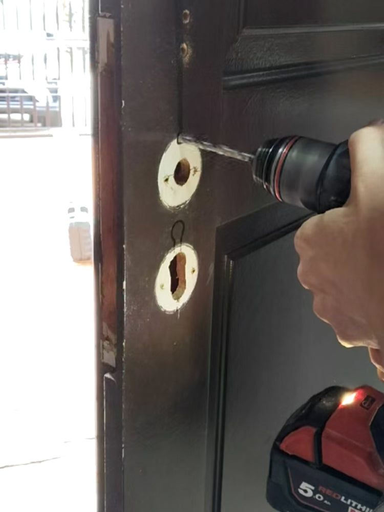 Pilot holes and finishing for smart lock installation